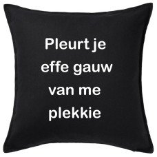 Bedrukte kussenhoes met tekst Bedrukte kussenhoes met tekst