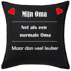 Bedrukte kussenhoes met tekst Bedrukte kussenhoes met tekst